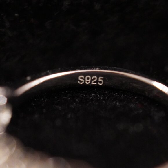 Rhodium Plated Sterling Silver Ring with 5 Light Blue Moissanite Stones - Picture 11 of 16